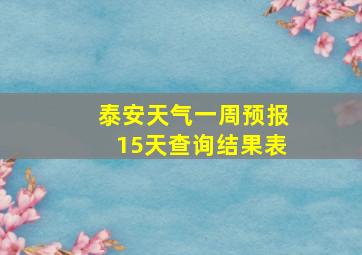 泰安天气一周预报15天查询结果表