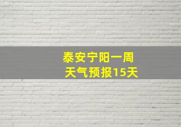 泰安宁阳一周天气预报15天