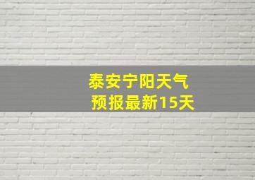 泰安宁阳天气预报最新15天