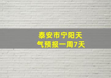 泰安市宁阳天气预报一周7天