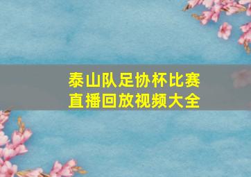 泰山队足协杯比赛直播回放视频大全