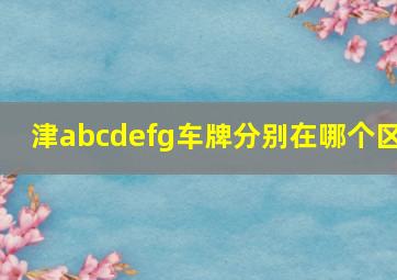 津abcdefg车牌分别在哪个区