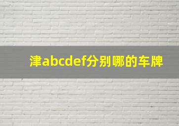 津abcdef分别哪的车牌