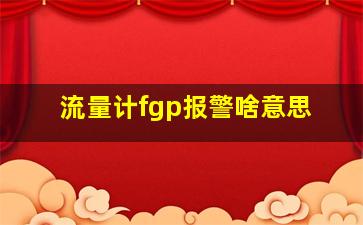 流量计fgp报警啥意思