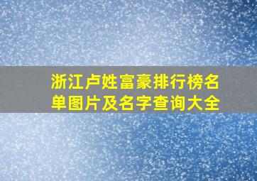 浙江卢姓富豪排行榜名单图片及名字查询大全