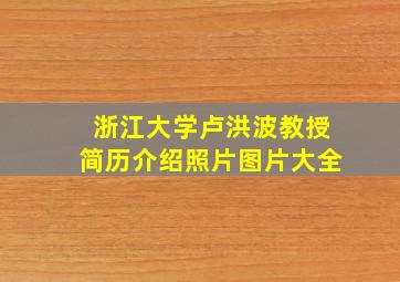 浙江大学卢洪波教授简历介绍照片图片大全