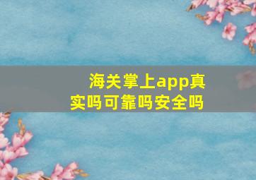 海关掌上app真实吗可靠吗安全吗