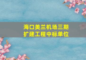 海口美兰机场三期扩建工程中标单位