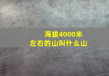 海拔4000米左右的山叫什么山