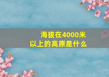 海拔在4000米以上的高原是什么