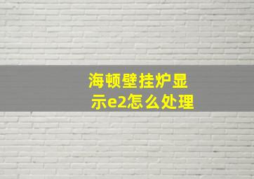 海顿壁挂炉显示e2怎么处理