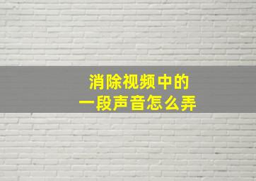 消除视频中的一段声音怎么弄