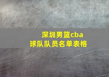 深圳男篮cba球队队员名单表格