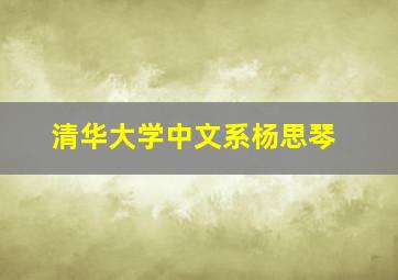 清华大学中文系杨思琴