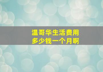 温哥华生活费用多少钱一个月啊