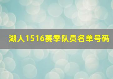 湖人1516赛季队员名单号码