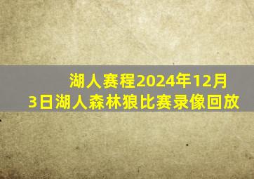 湖人赛程2024年12月3日湖人森林狼比赛录像回放