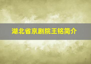 湖北省京剧院王铭简介