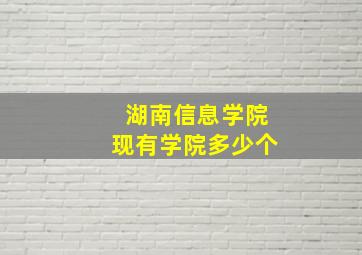 湖南信息学院现有学院多少个