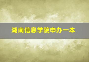 湖南信息学院申办一本