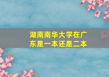 湖南南华大学在广东是一本还是二本