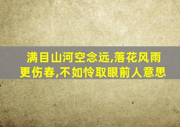 满目山河空念远,落花风雨更伤春,不如怜取眼前人意思