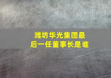 潍坊华光集团最后一任董事长是谁