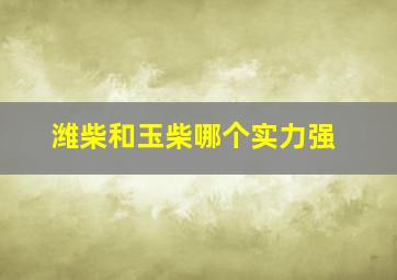 潍柴和玉柴哪个实力强