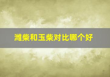 潍柴和玉柴对比哪个好