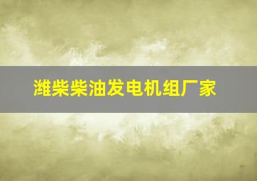 潍柴柴油发电机组厂家