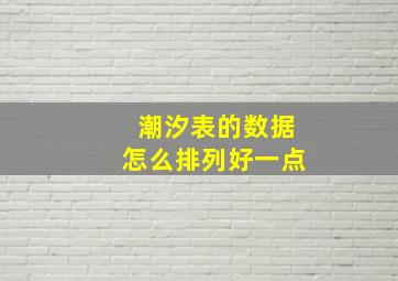 潮汐表的数据怎么排列好一点