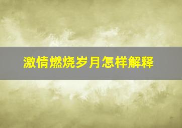 激情燃烧岁月怎样解释