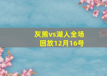 灰熊vs湖人全场回放12月16号