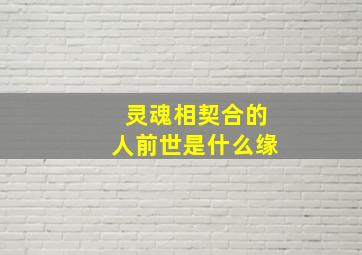 灵魂相契合的人前世是什么缘