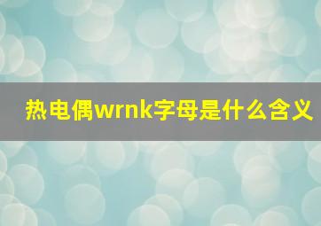 热电偶wrnk字母是什么含义