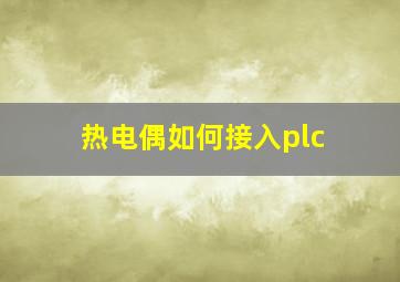 热电偶如何接入plc