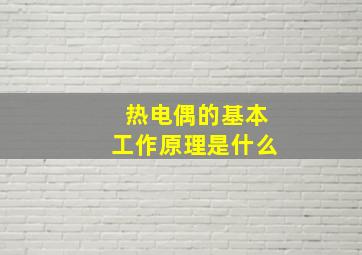 热电偶的基本工作原理是什么