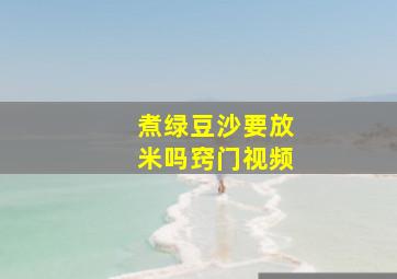 煮绿豆沙要放米吗窍门视频