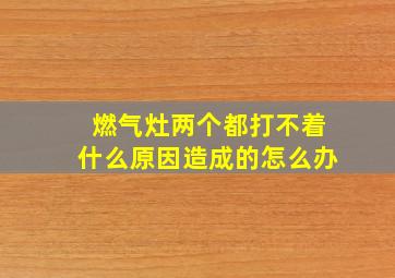 燃气灶两个都打不着什么原因造成的怎么办