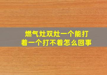 燃气灶双灶一个能打着一个打不着怎么回事