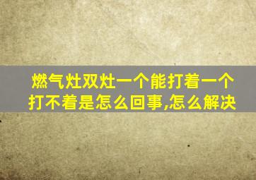 燃气灶双灶一个能打着一个打不着是怎么回事,怎么解决