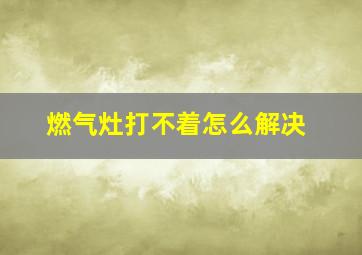 燃气灶打不着怎么解决