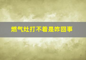 燃气灶打不着是咋回事