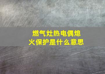 燃气灶热电偶熄火保护是什么意思