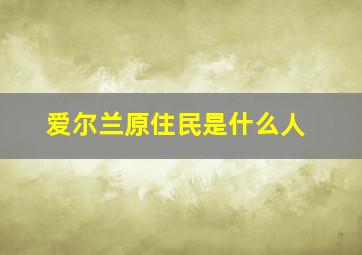 爱尔兰原住民是什么人