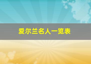 爱尔兰名人一览表