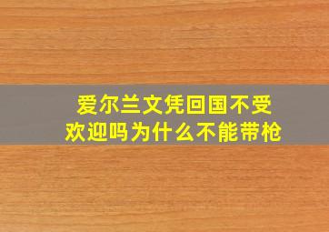 爱尔兰文凭回国不受欢迎吗为什么不能带枪