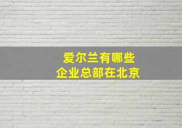 爱尔兰有哪些企业总部在北京