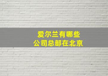 爱尔兰有哪些公司总部在北京