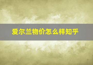 爱尔兰物价怎么样知乎